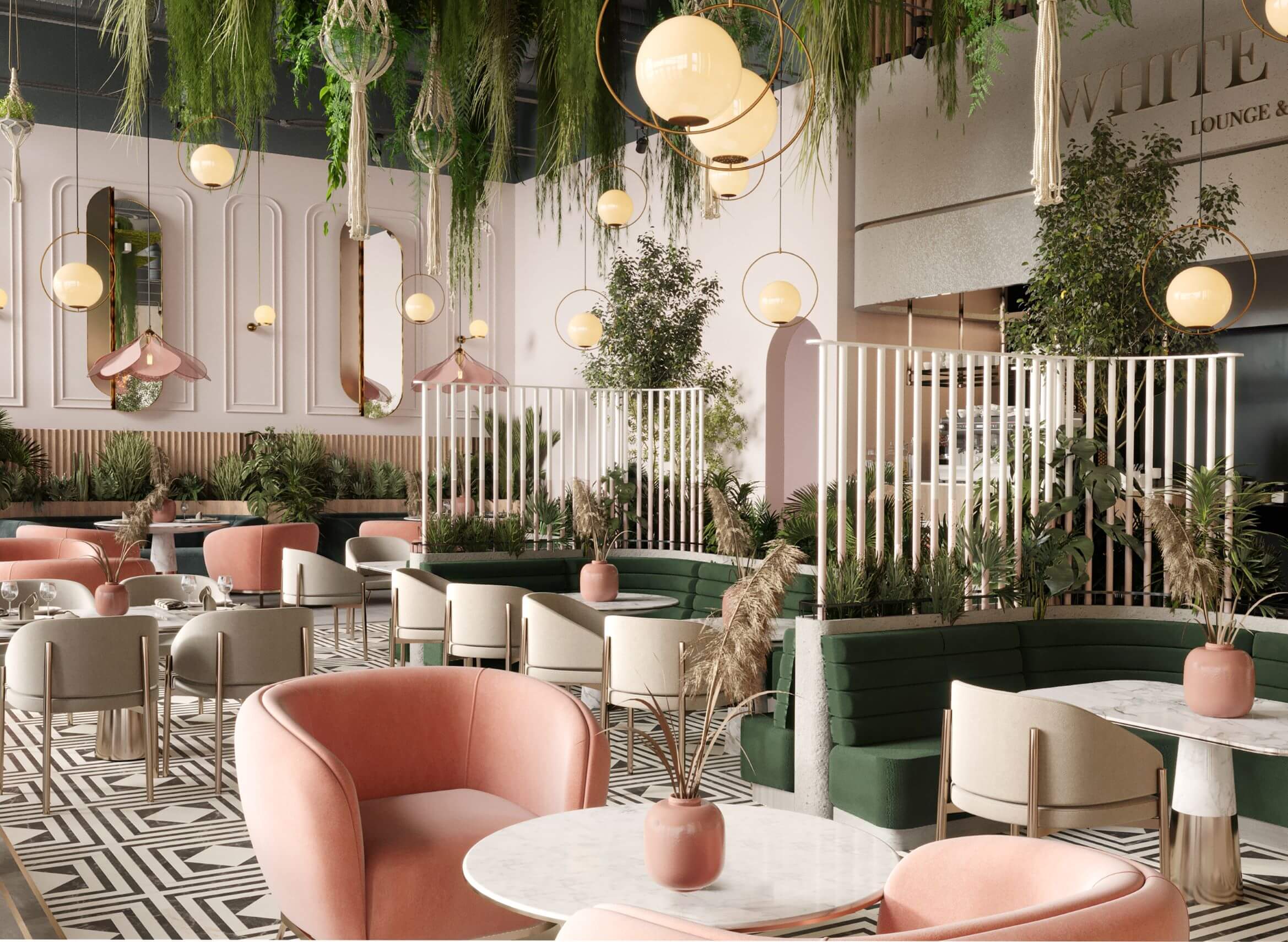 White garden restaurant and lounge in RiVisualization